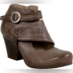 Miz Mooz Brown Heeled Boots with Strap Detail
